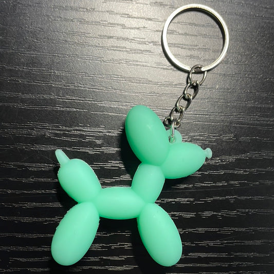 Teal Balloon Dog Keychain