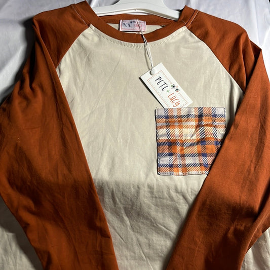 Plaid/Brown Boys Long Sleeve Shirt