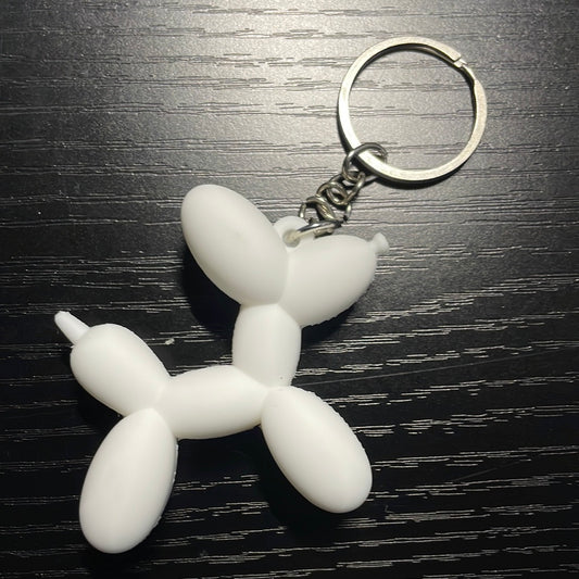 White Balloon Dog Keychain