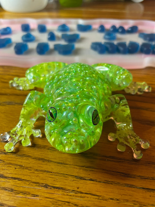 Green resin frog