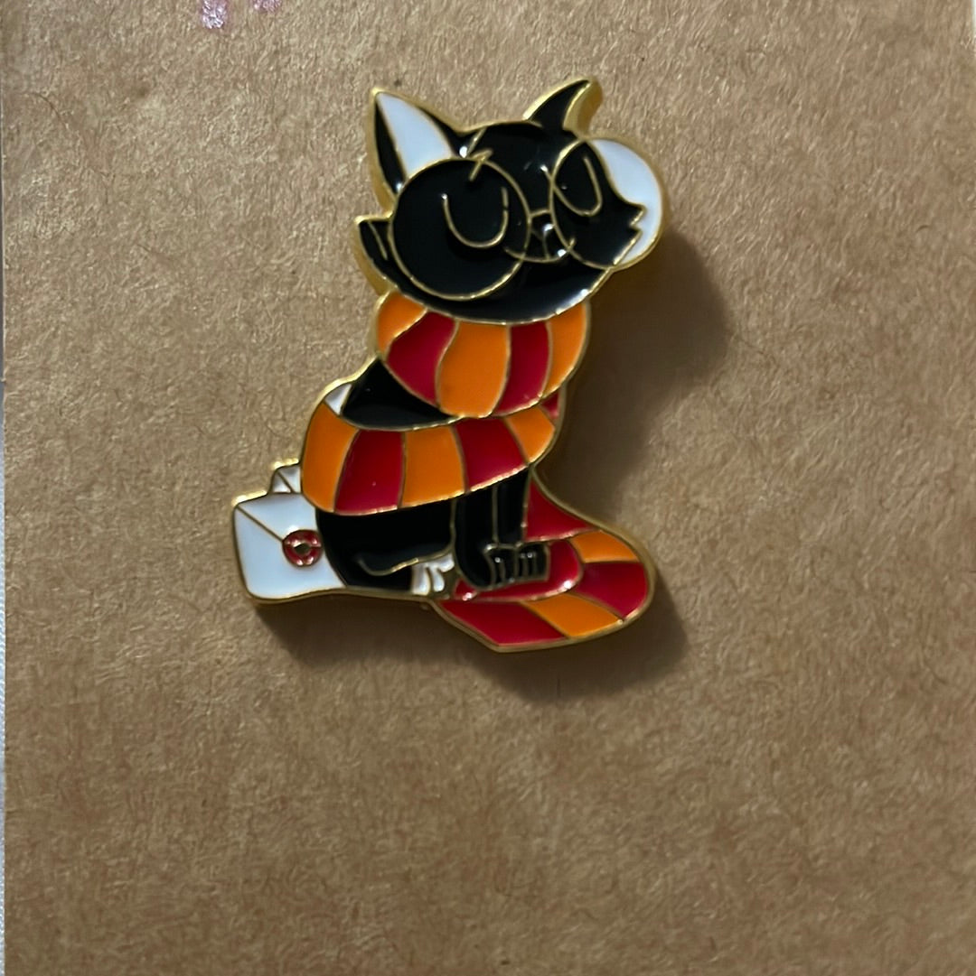 Cartoon black cat pin